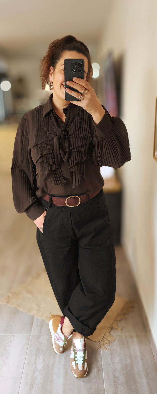 Le pantalon Barrel avec ceinture  "Brigitte"