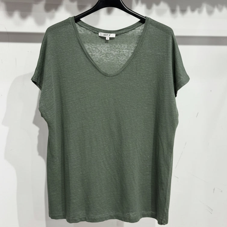 Line-le t-shirt 100% lin kaki