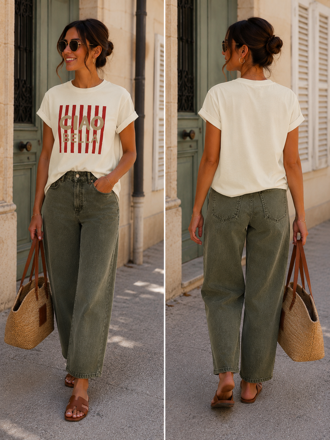Le T-shirt Ciao Bella – Blanc rouge