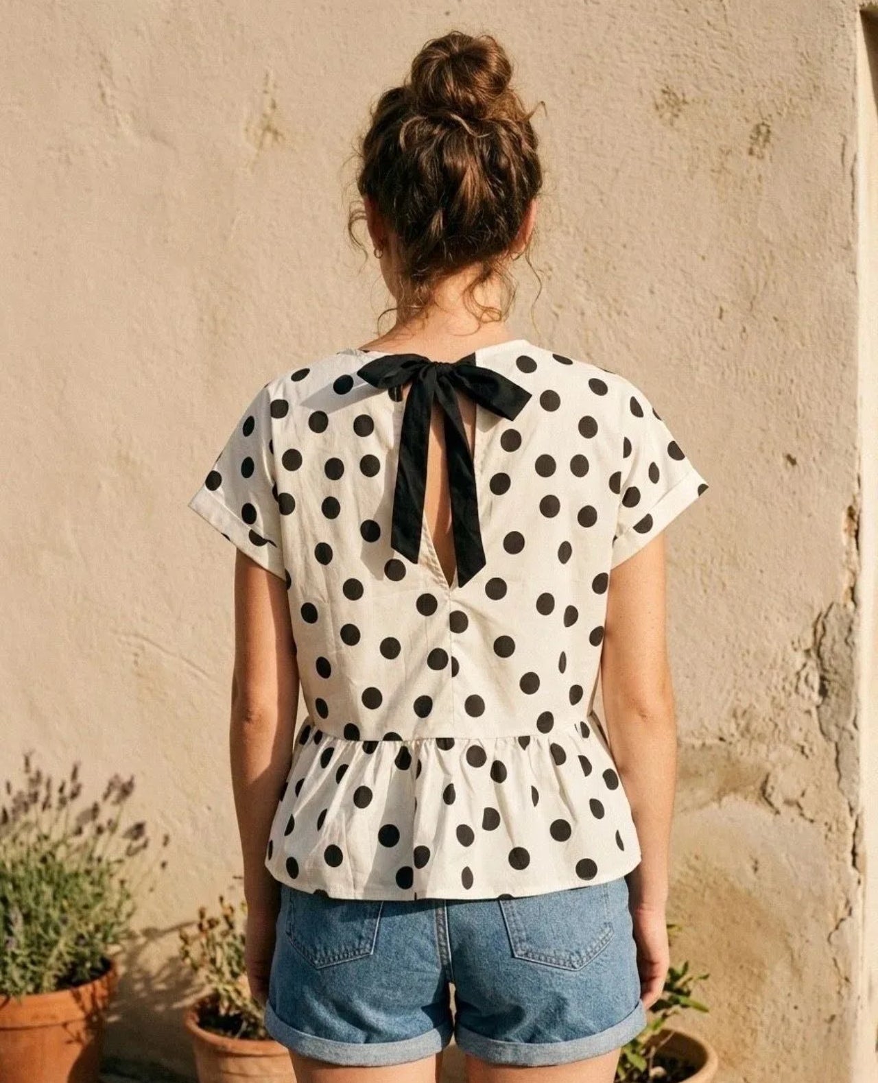 Top Constance – Pois Noirs & Écru
