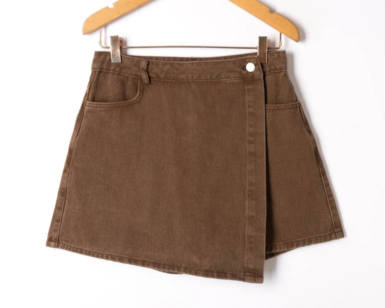 Short Jupe Cléo – Denim café Portefeuille