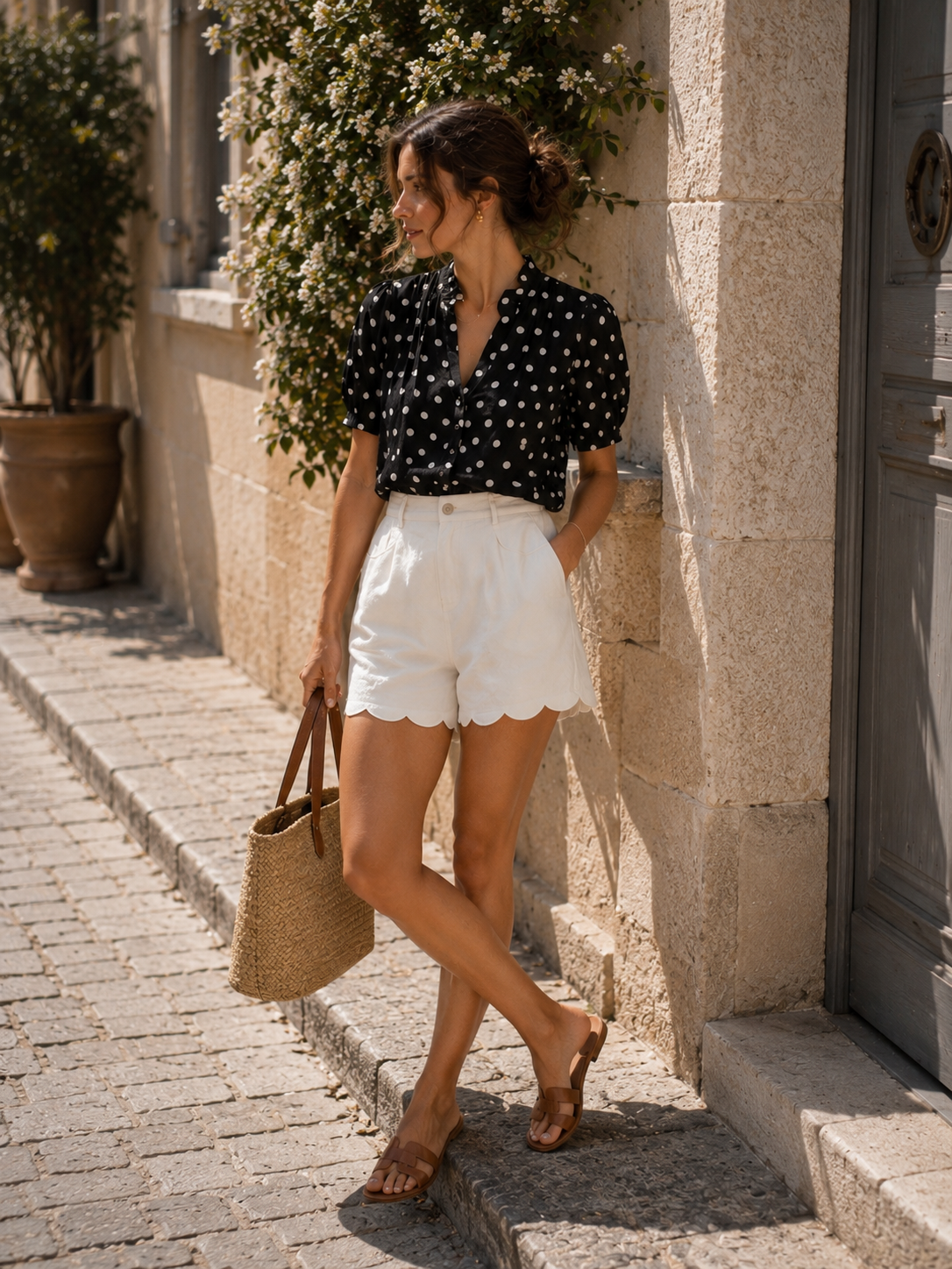 Le short jean "Romane" Blanc
