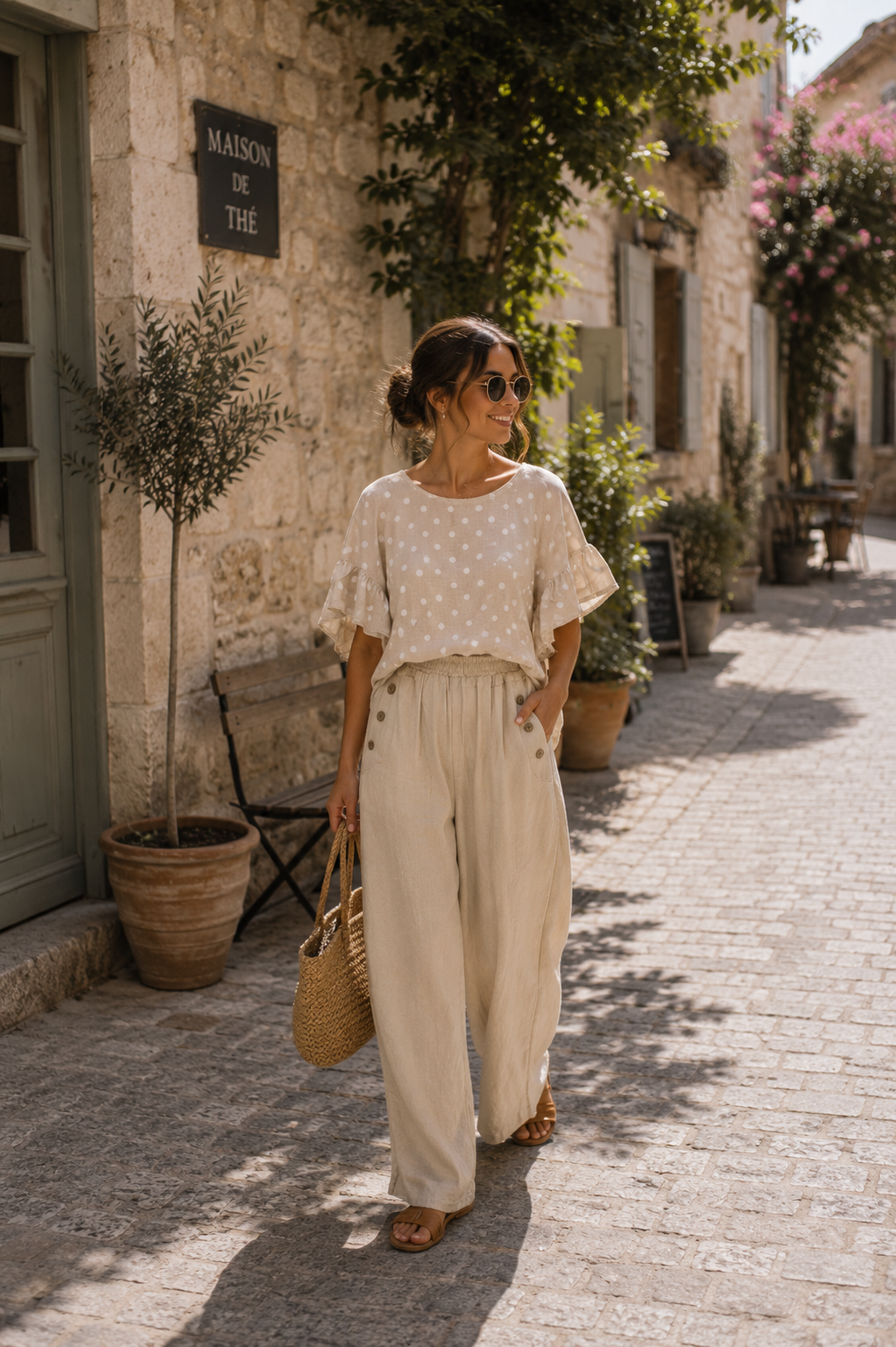Pantalon Hortense – Coton Lin Wide Leg