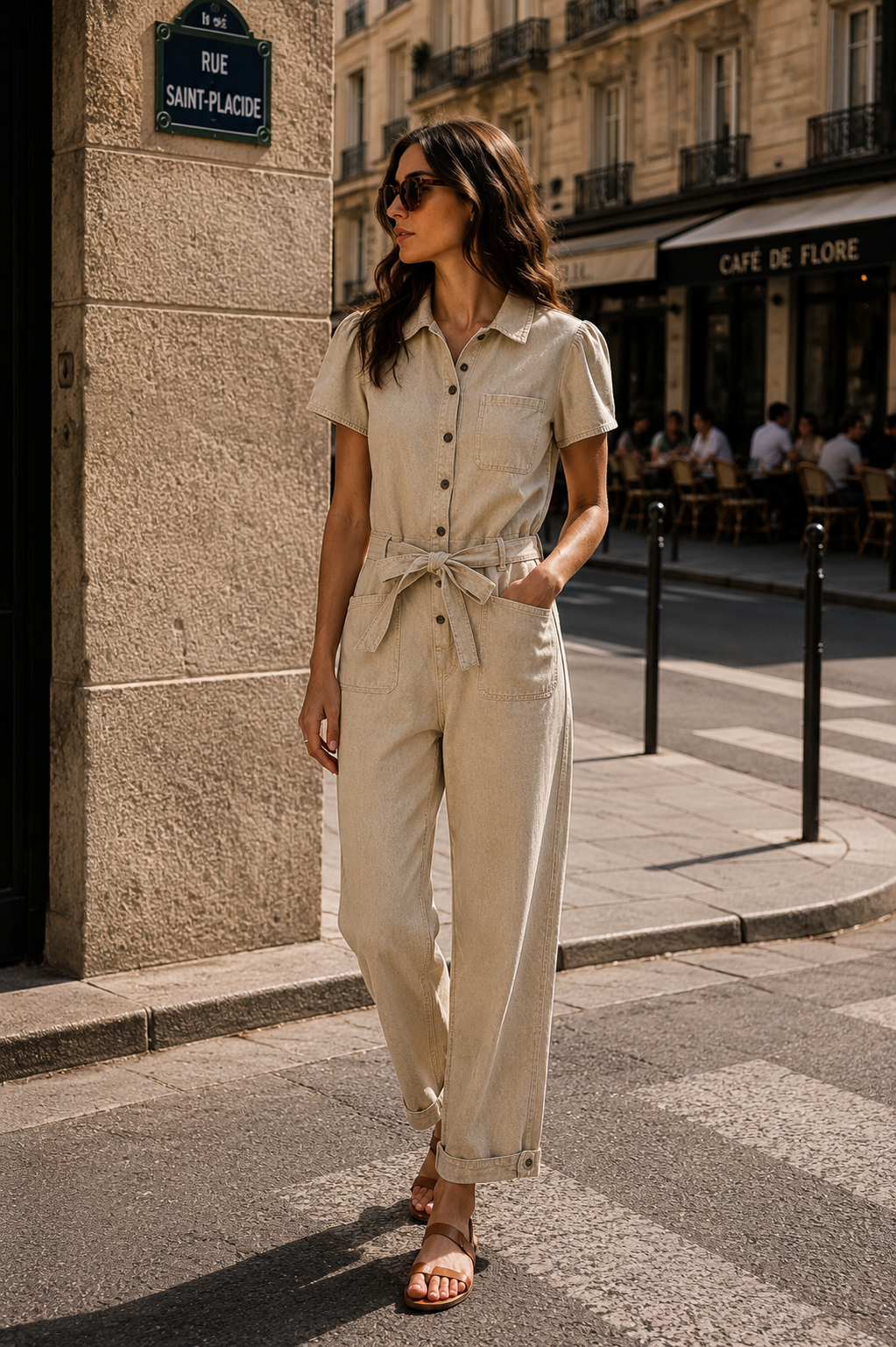 La combi-pantalon "Apolline" Beige Sable
