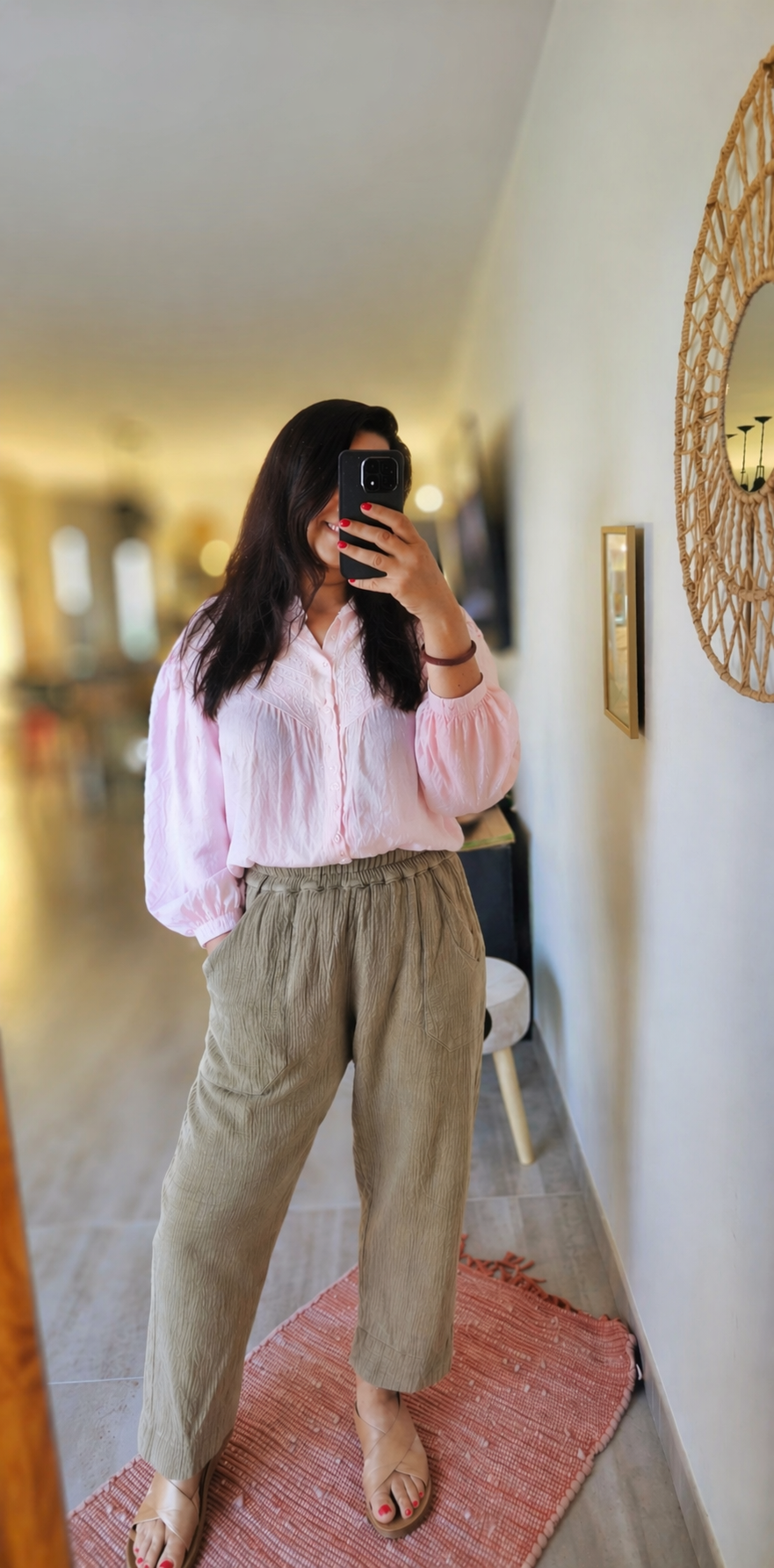 Chemise coton broderie "Anna" rose