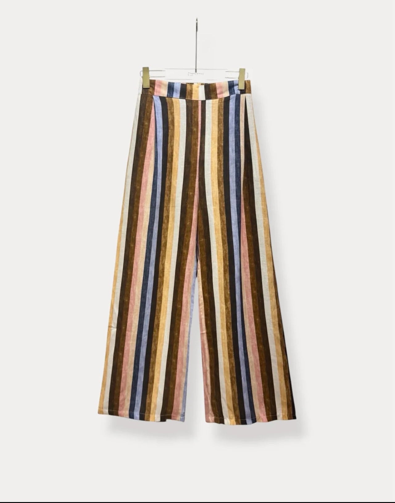 Pantalon Toscane – Rayures Multicolores Lin/Tencel