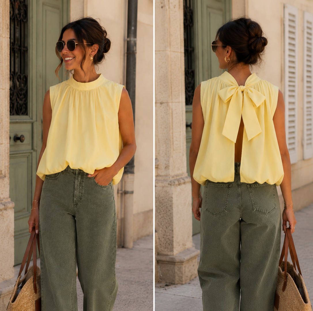 Le top dos nu nœud "Clarisse" Jaune