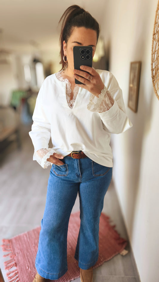 Le sweat dentelle "Pascale"