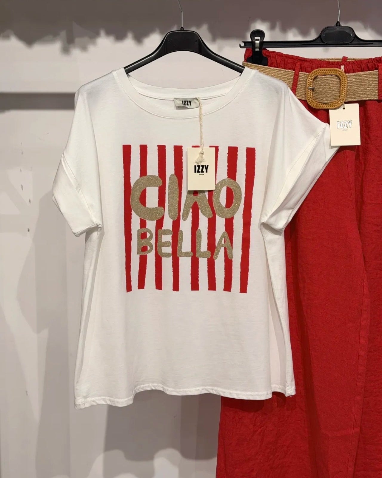 Le T-shirt Ciao Bella – Blanc rouge
