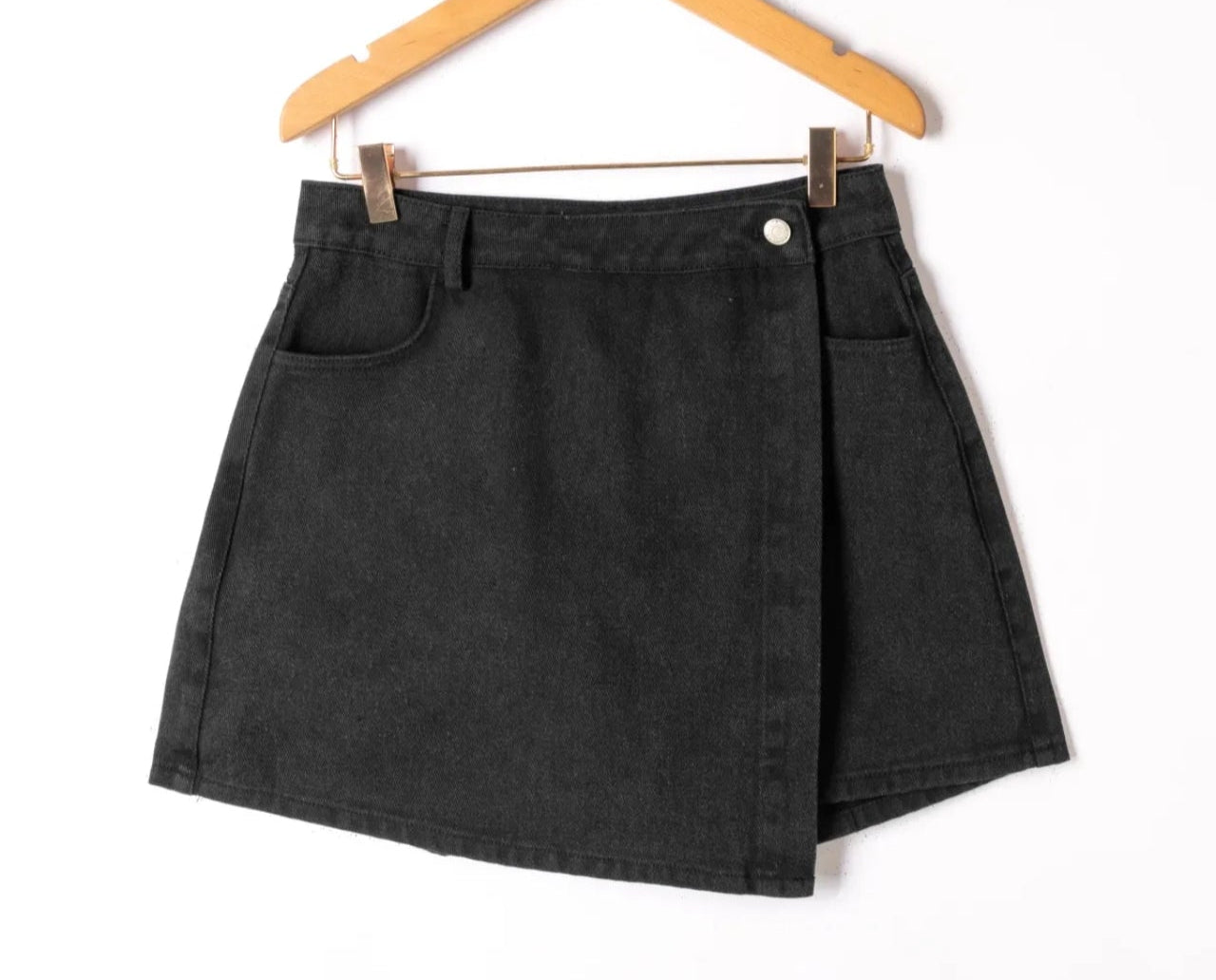Short Jupe Cléo – Denim Noir Portefeuille