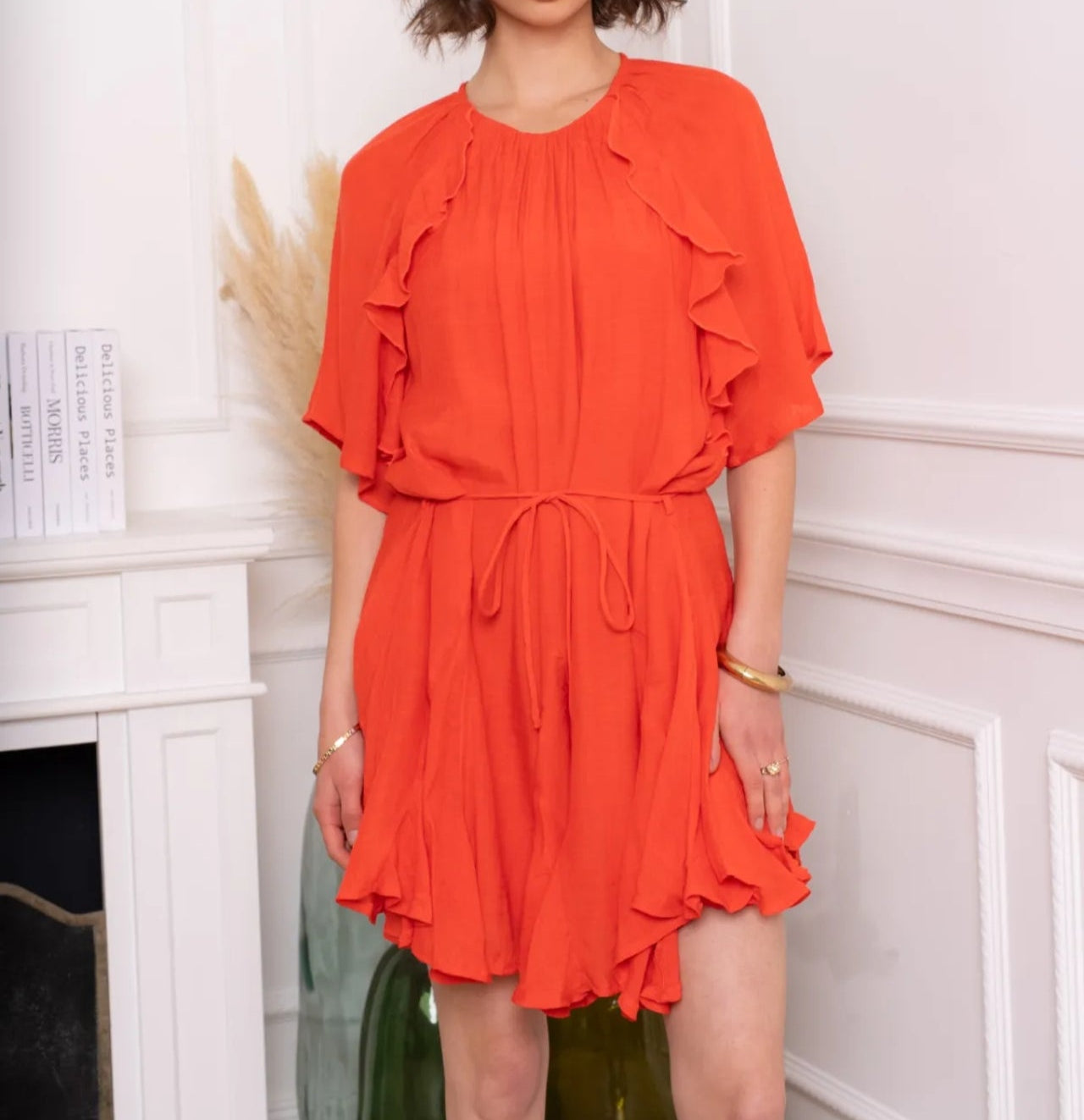 Robe Inès – Volants Fluides Corail