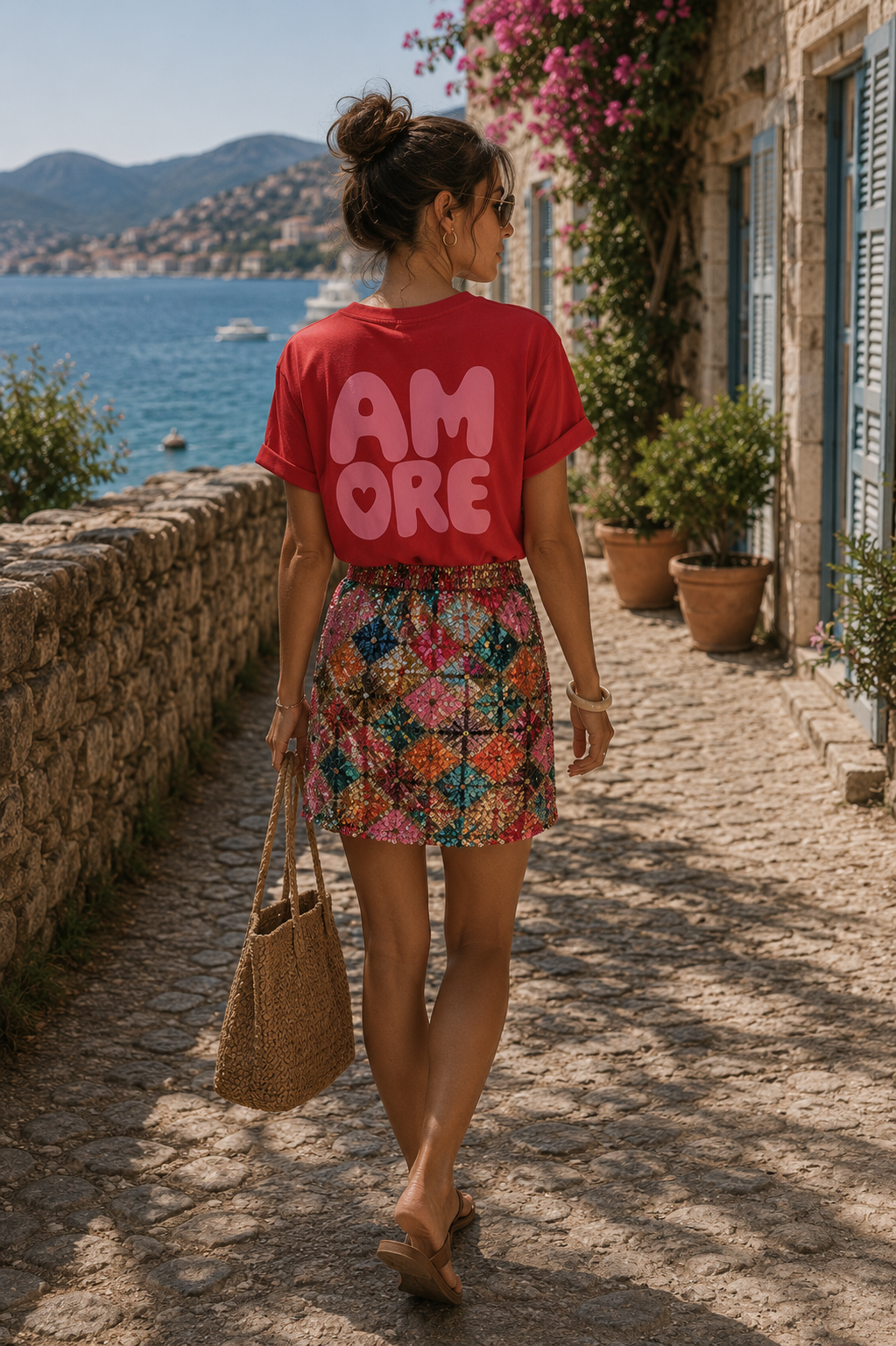 Éléa- Jupe Sequins multicolores à motif géométrique