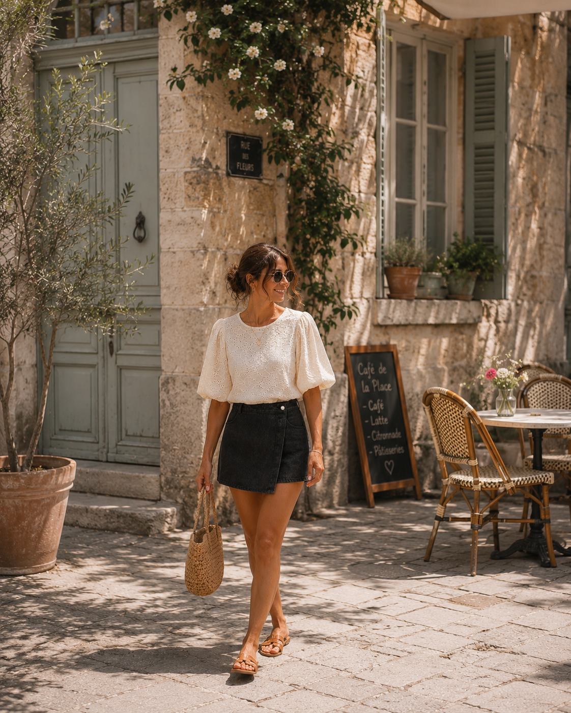Top Adèle – Broderie Anglaise Manches Bouffantes