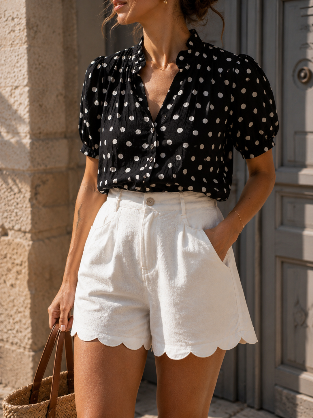 Le short jean "Romane" Blanc