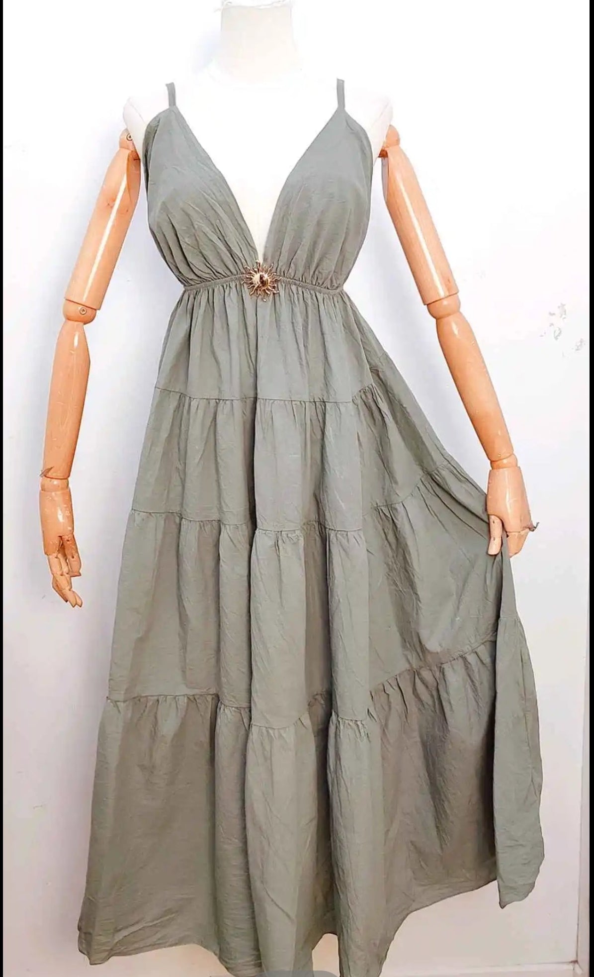 Livia- Robe longue Kaki -40% (remise automatique au panier)