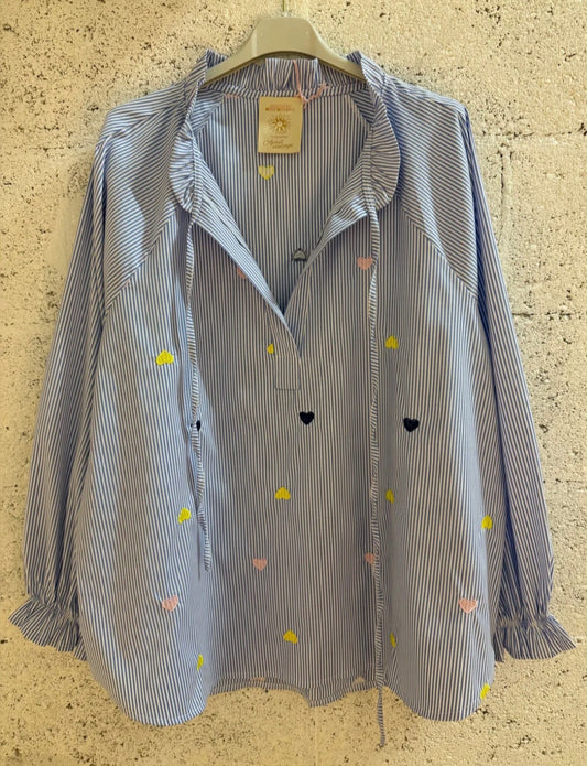 La blouse rayée broderie cœur "Rachel" Multi