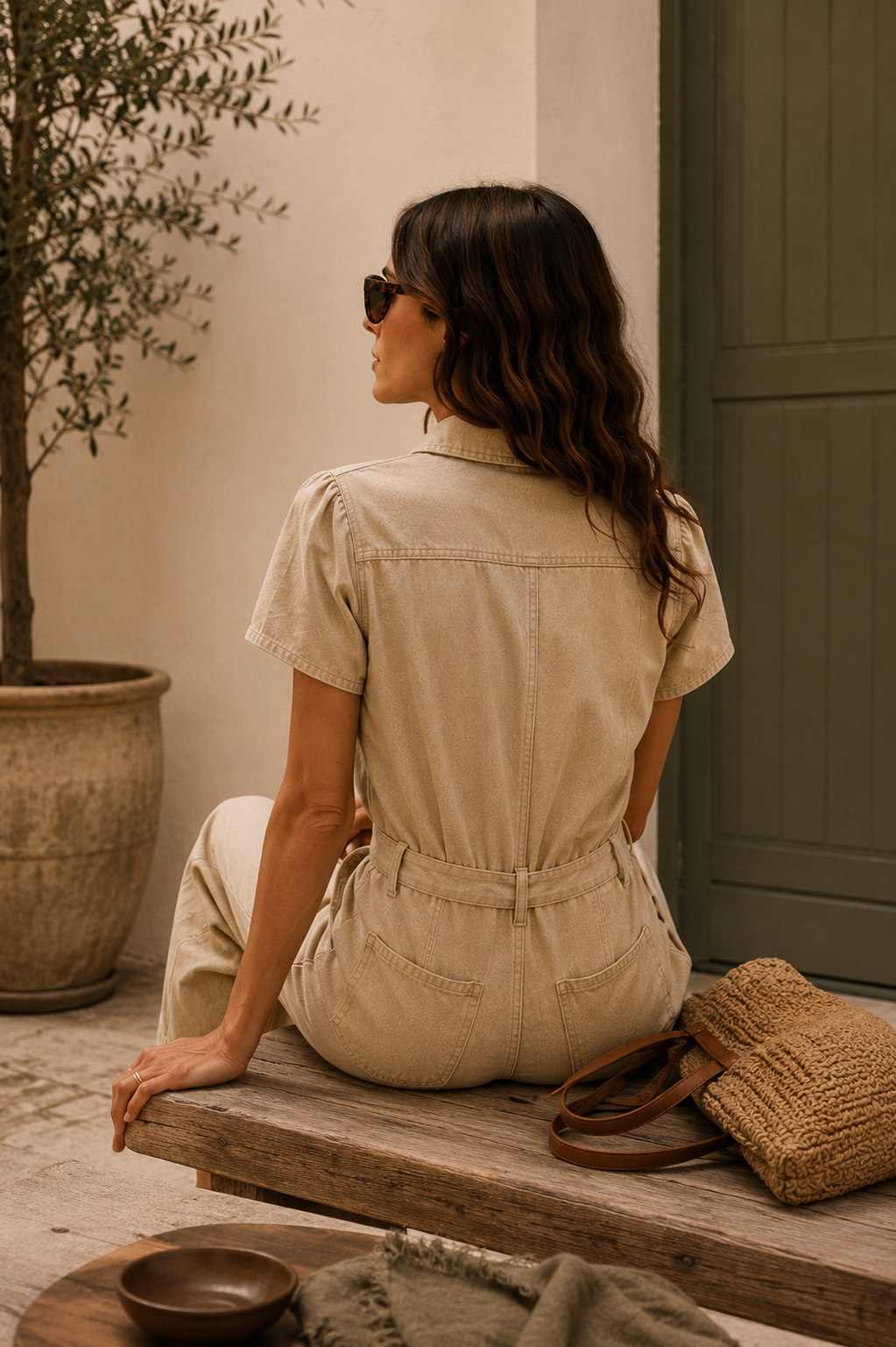 La combi-pantalon "Apolline" Beige Sable