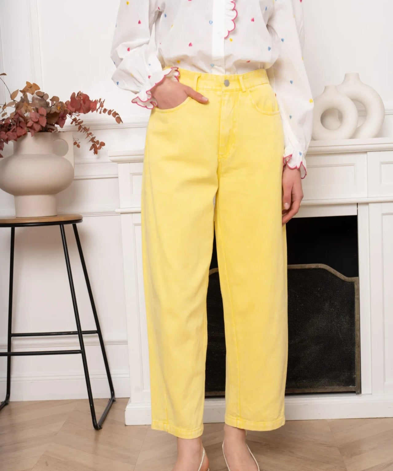 Le jean fin jaune "Paola"