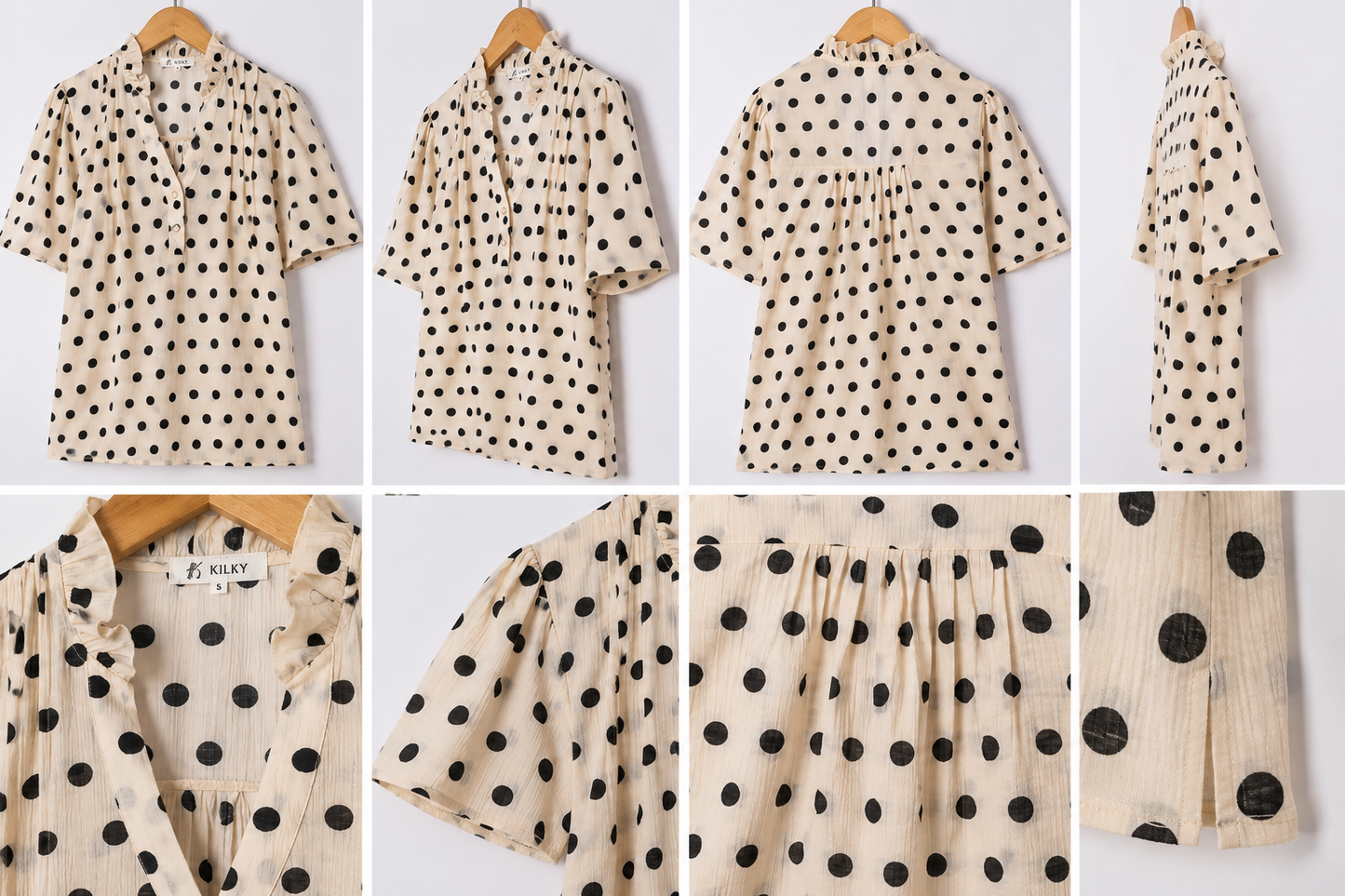 Diane – Blouse à Pois Col Froufrou