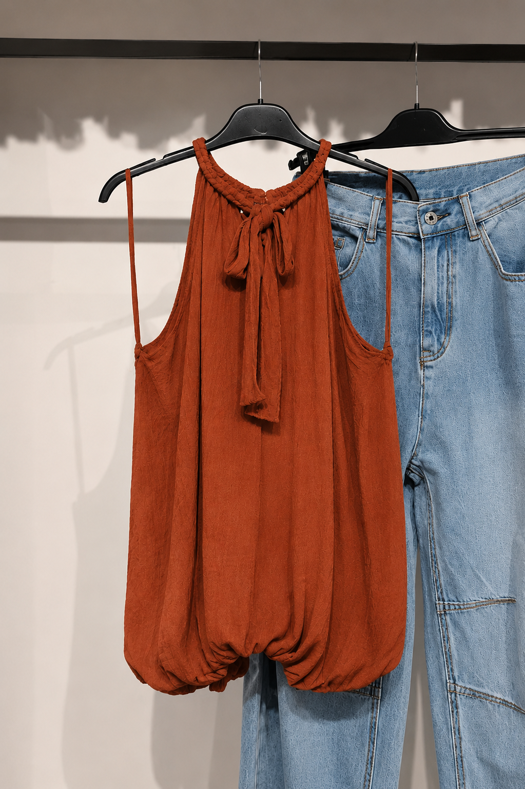 Top Maëva – 100% viscose Crêpe Pailleté Rouille