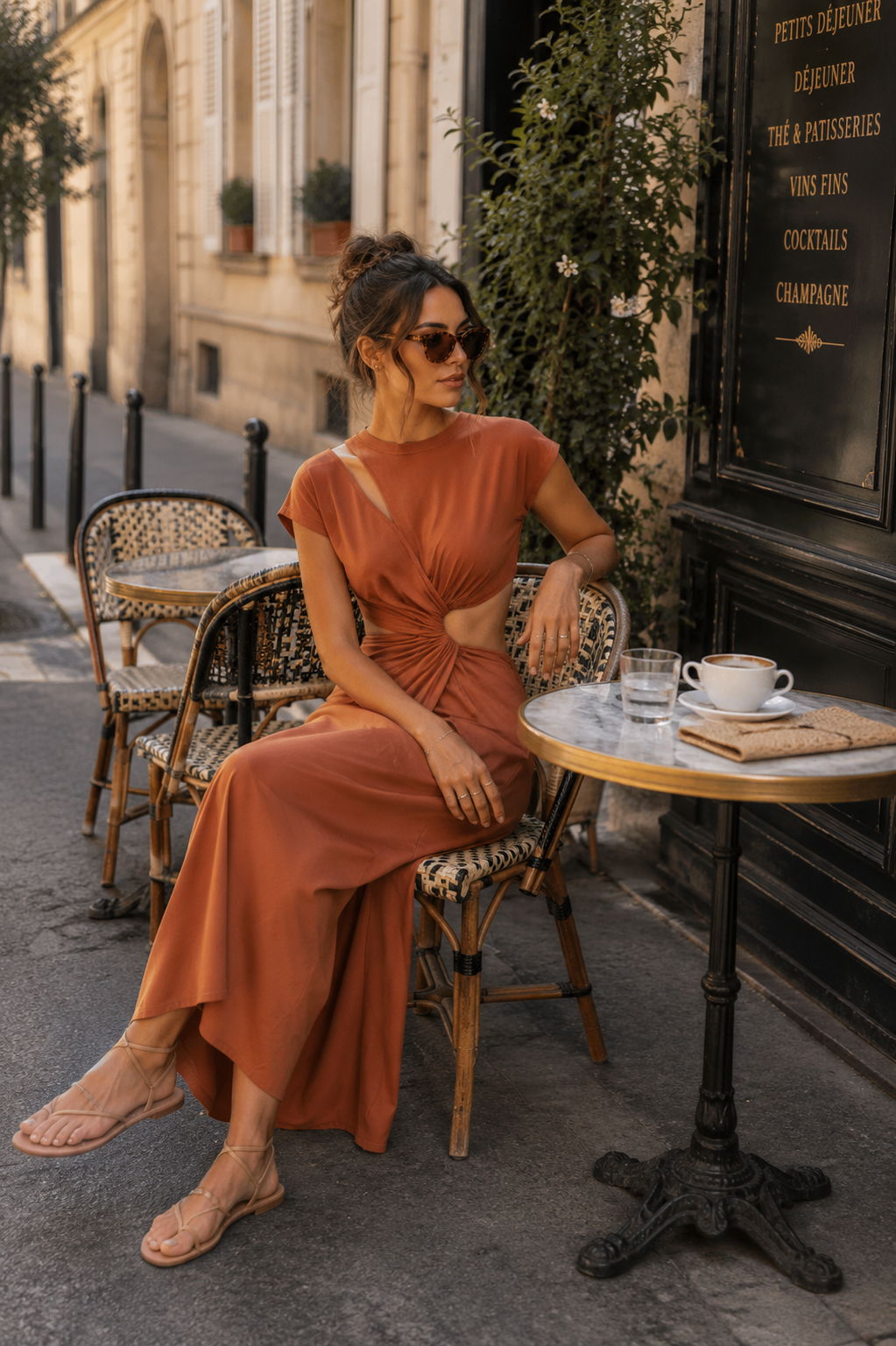 Robe Isadora – Longue Terracotta Découpes